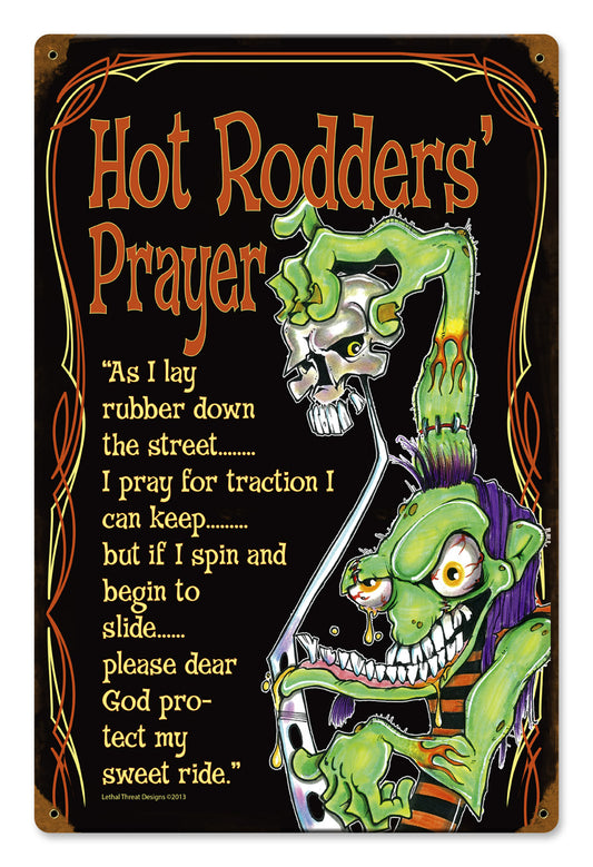 Hot Rod Prayer, , Vintage Metal Sign, 12 X 18 Inches