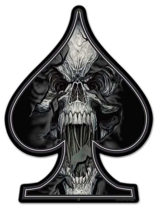 Spade Ripping Skull, , Custom Metal Shape, 18 X 24 Inches