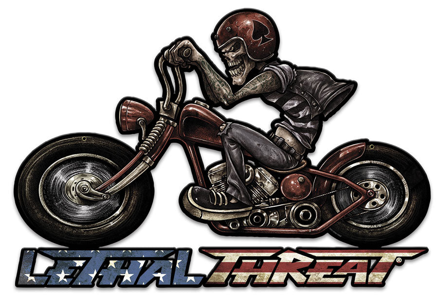 Motorcycle Skull Left, Featured Artists/Lethal Threat, Plasma, 24 X 16 Inches