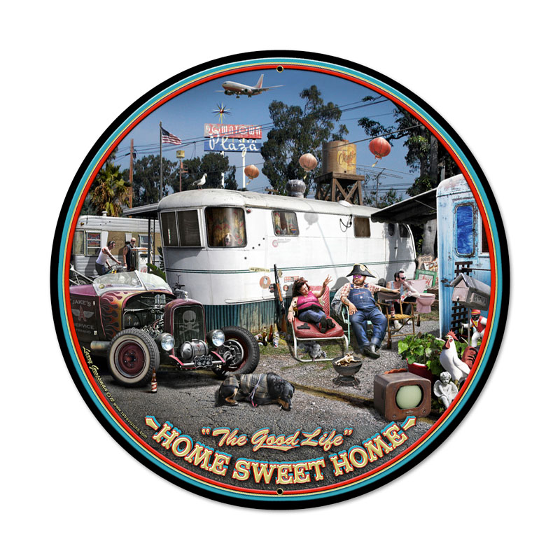 Good Life, Automotive, Round Metal Sign, 28 X 28 Inches