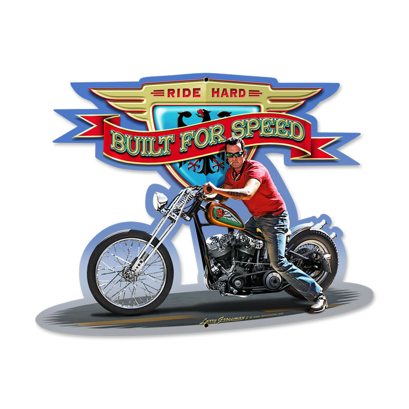 Ride Hard, Motorcycle, Custom Metal Shape, 17 X 13 Inches