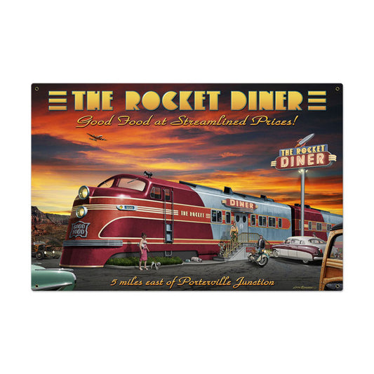 Rocket Diner, Food and Drink, Metal Sign, 36 X 24 Inches