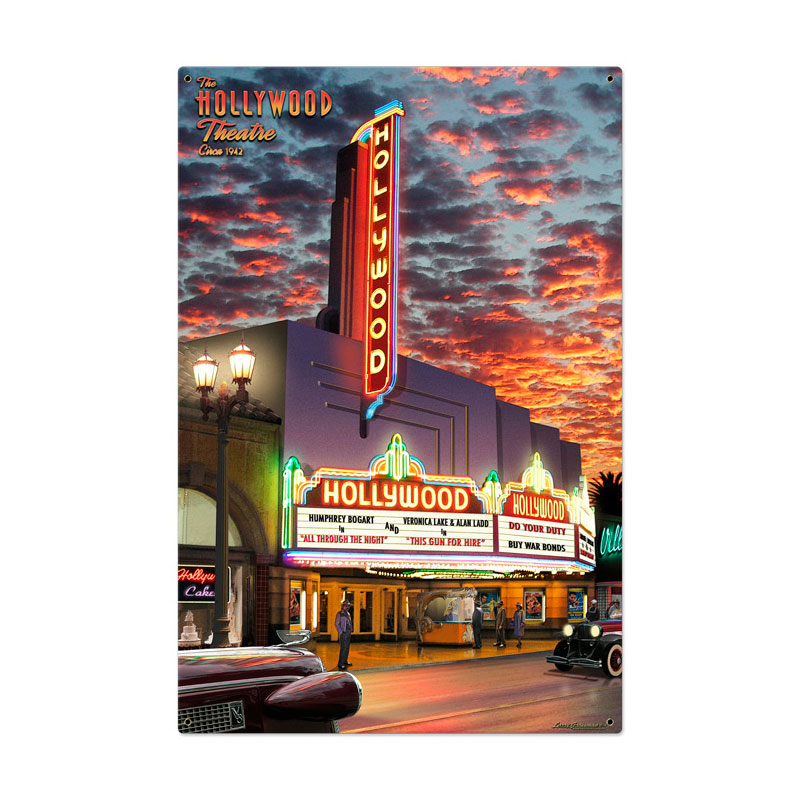 Hollywood Theater, Metal Sign, Metal Sign, 24 X 36 Inches