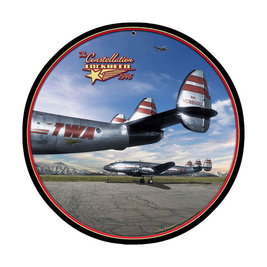 Constellation, Aviation, Round Metal Sign, 14 X 14 Inches