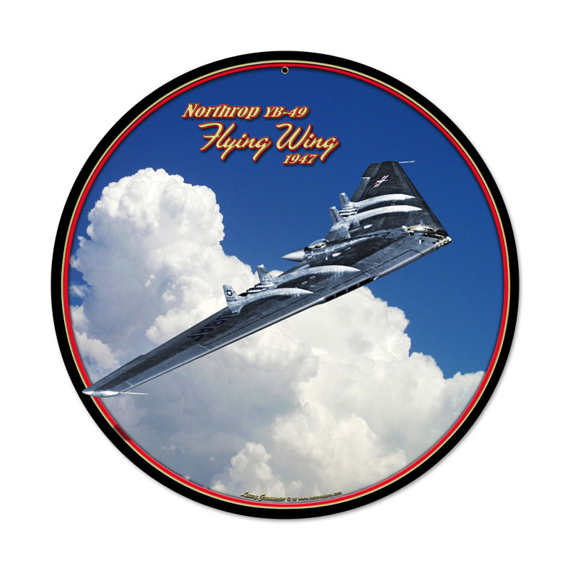 Flying Wing, Aviation, Round Metal Sign, 14 X 14 Inches