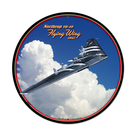 Flying Wing, Aviation, Round Metal Sign, 28 X 28 Inches