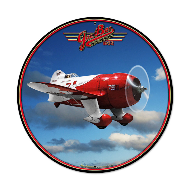 Gee Bee Racer, Aviation, Round Metal Sign, 28 X 28 Inches