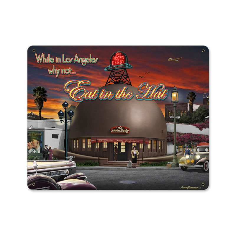 Brown Derby, Automotive, Metal Sign, 15 X 12 Inches