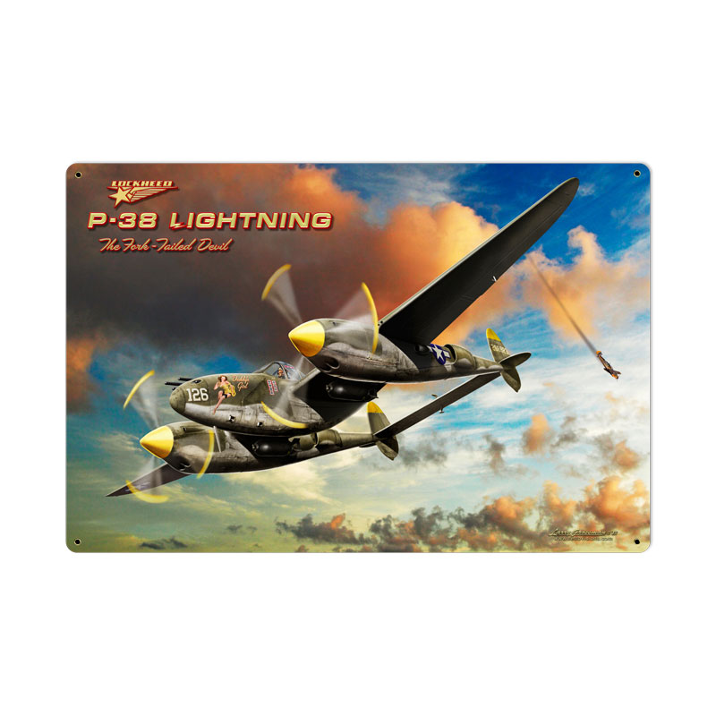 Lightning, Aviation, Metal Sign, 36 X 24 Inches