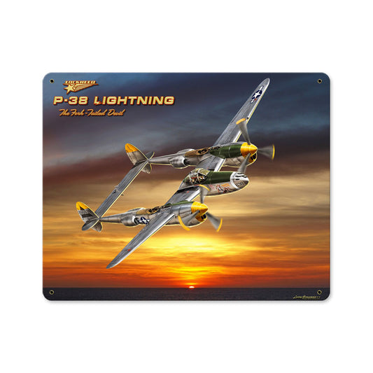 P38, Aviation, Metal Sign, 15 X 12 Inches