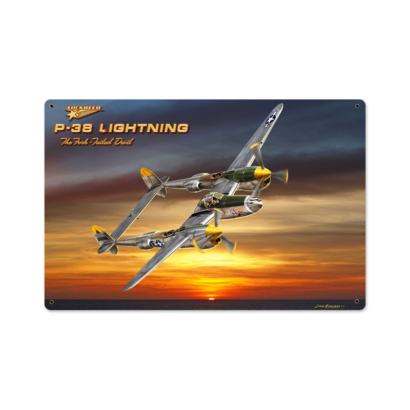 P38, Aviation, Metal Sign, 18 X 12 Inches