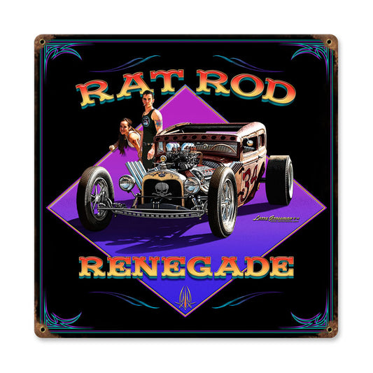 Rat Rod Renegade, Automotive, Vintage Metal Sign, 12 X 12 Inches