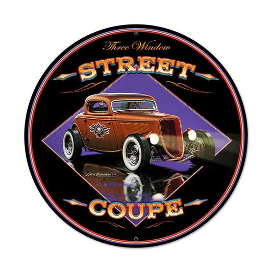 Street Coupe, Automotive, Round Metal Sign, 28 X 28 Inches