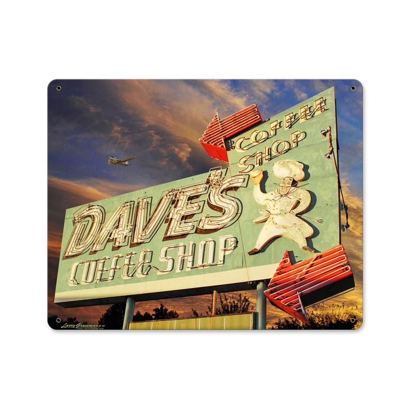 Daves Coffee Shop, Food and Drink, Metal Sign, 15 X 12 Inches