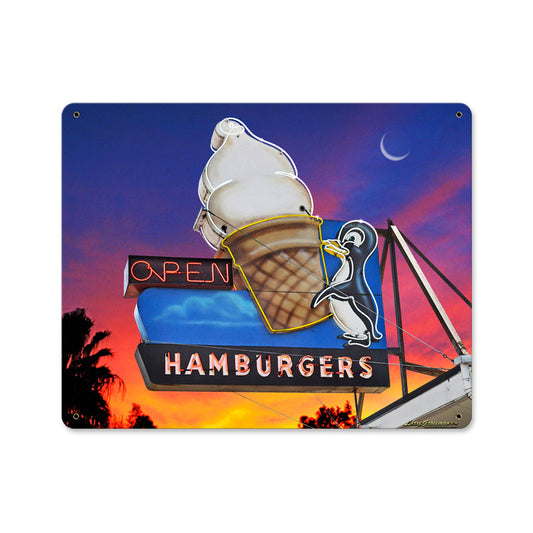 Penguin Softy, Food and Drink, Metal Sign, 15 X 12 Inches