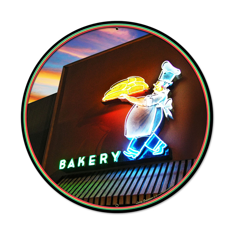 Bakery, Food and Drink, Round Metal Sign, 28 X 28 Inches
