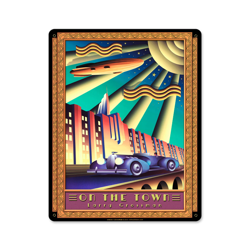 On the Town, Automotive, Metal Sign, 12 X 15 Inches