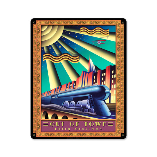 Out of Town, Metal Sign, Metal Sign, 12 X 15 Inches