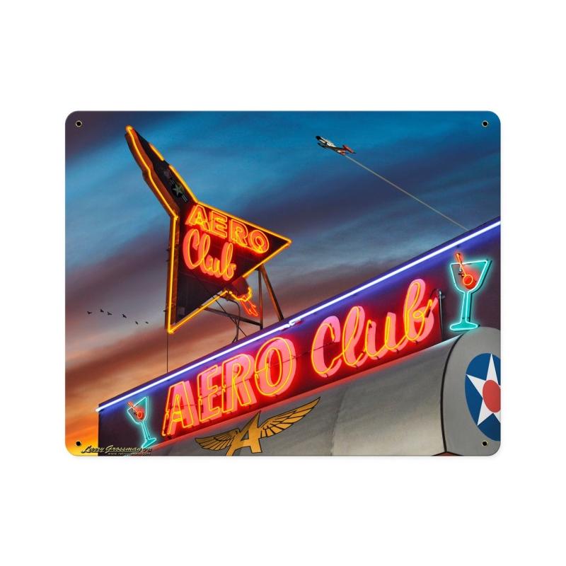 Aero Club, Metal Sign, Metal Sign, 12 X 15 Inches