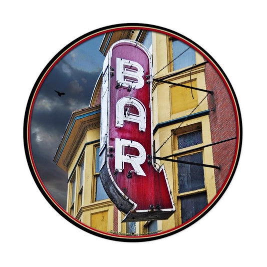 Bar Round XL, Bar and Alcohol, Round Metal Sign, 28 X 28 Inches