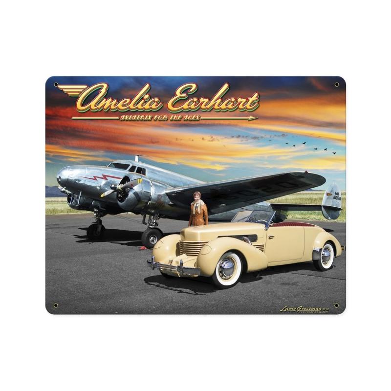 Amelia, Aviation, Metal Sign, 12 X 15 Inches