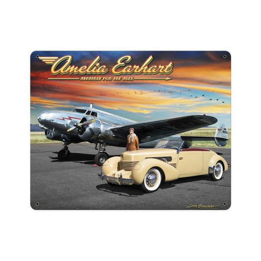 Amelia, Aviation, Metal Sign, 12 X 15 Inches