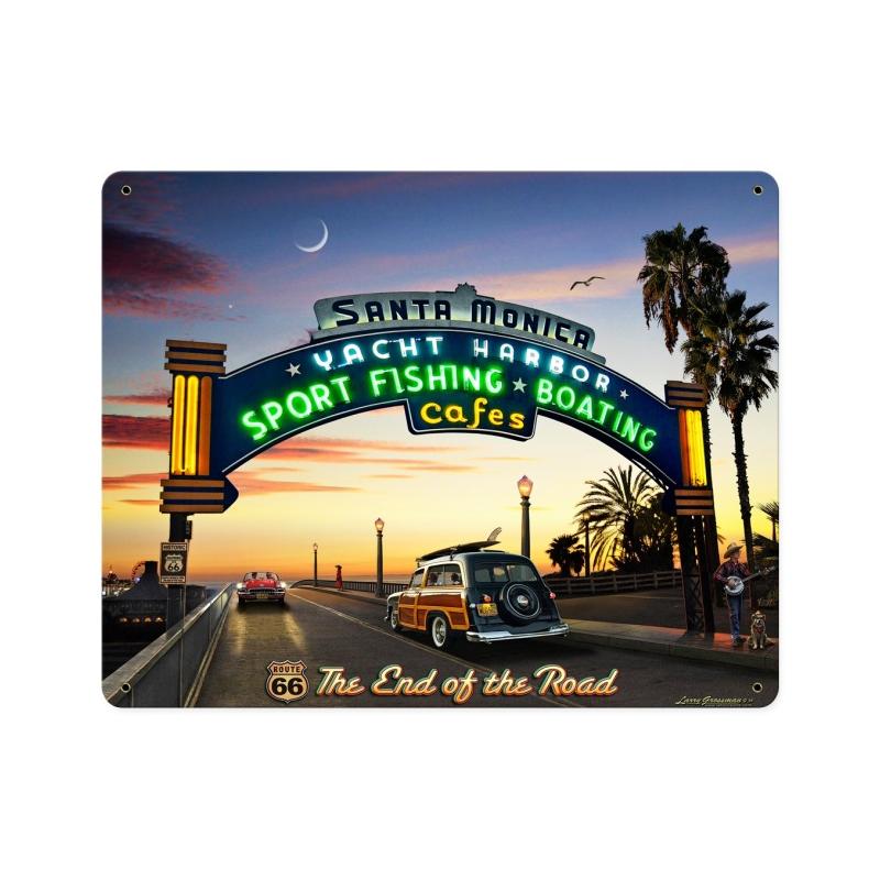 Santa Monica Pier, Automotive, Metal Sign, 12 X 15 Inches