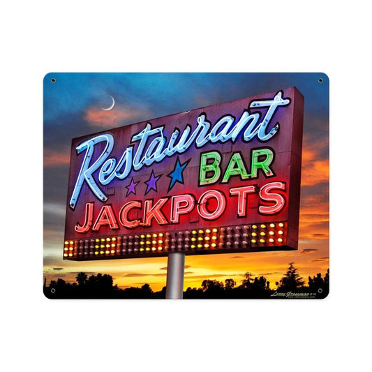 Jackpots, Metal Sign, Metal Sign, 15 X 12 Inches