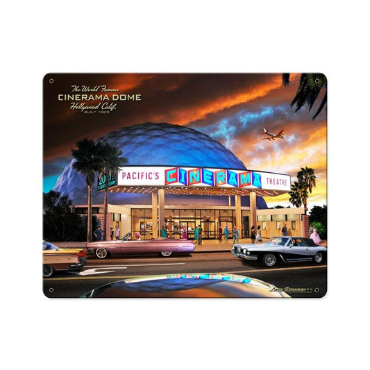 Cinerama Dome, Automotive, Metal Sign, 15 X 12 Inches