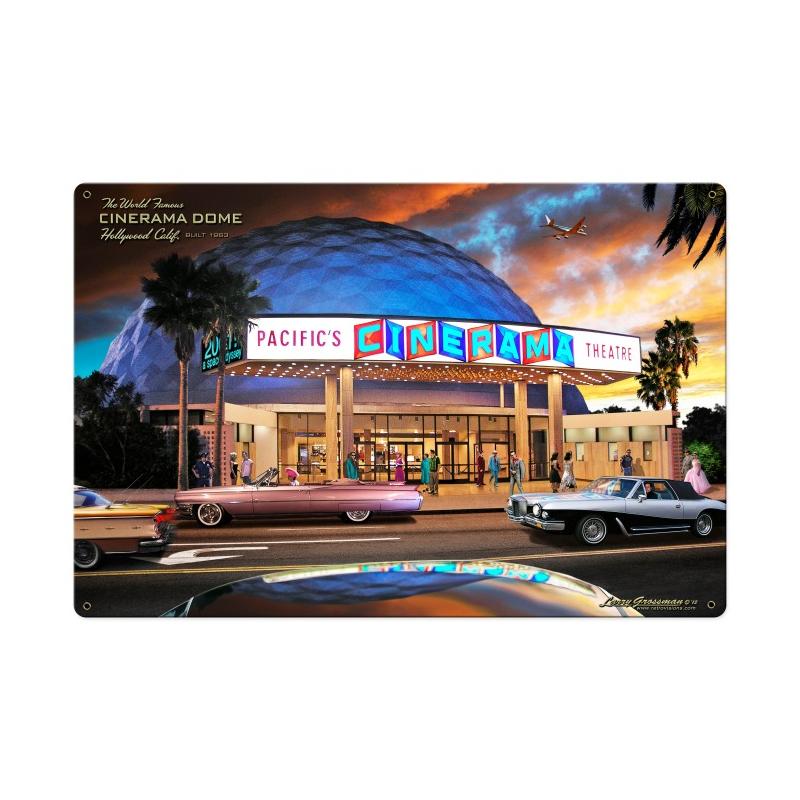 Cinerama Dome, Automotive, Metal Sign, 36 X 24 Inches