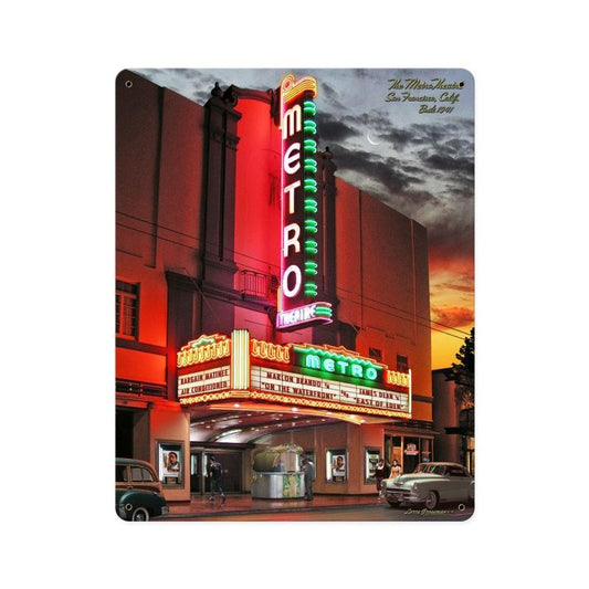 Metro Theatre, Metal Sign, Metal Sign, 12 X 15 Inches