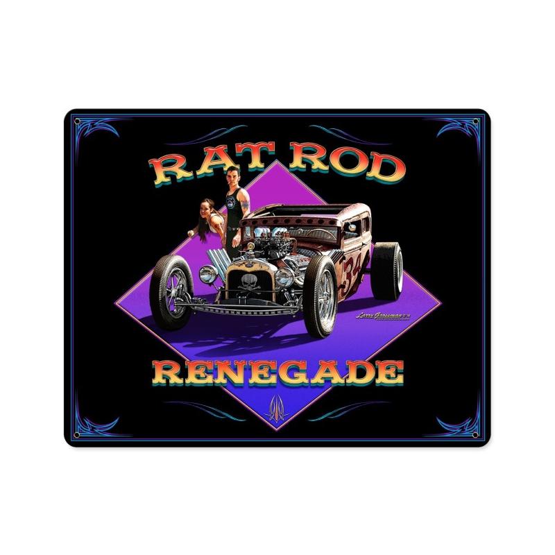 Rat Rod Renegade, Automotive, Vintage Metal Sign, 15 X 12 Inches