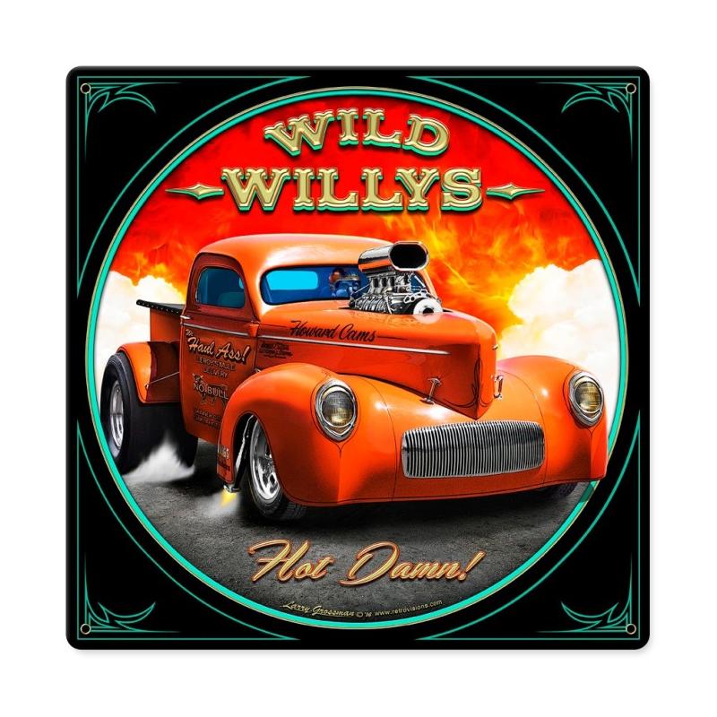 Wild Willys, Automotive, Metal Sign, 12 X 12 Inches