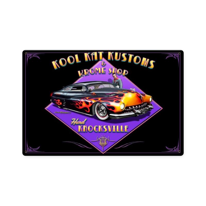 Kool Kat Kustoms, Automotive, Metal Sign, 18 X 12 Inches
