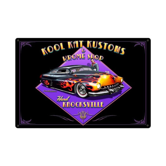 Kool Kat Kustoms, Automotive, Metal Sign, 36 X 24 Inches