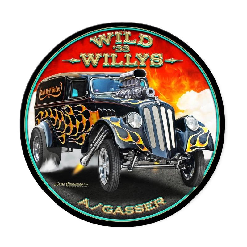 Wild Willys, Automotive, Round Metal Sign, 14 X 14 Inches