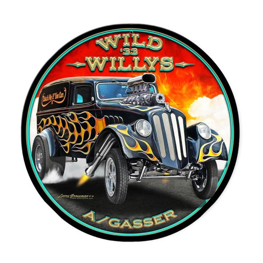 Wild Willys, Automotive, Round Metal Sign, 14 X 14 Inches