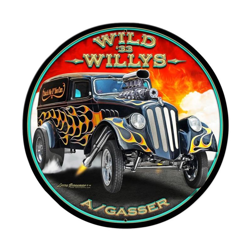 Wild Willys, Automotive, Round Metal Sign, 28 X 28 Inches