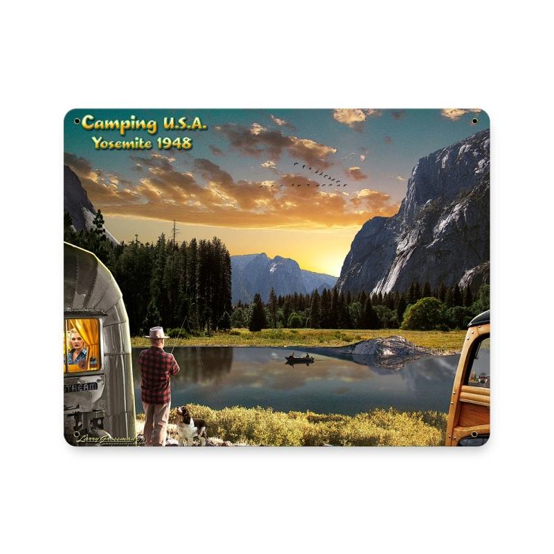 Camping USA 1948, Automotive, Metal Sign, 15 X 12 Inches