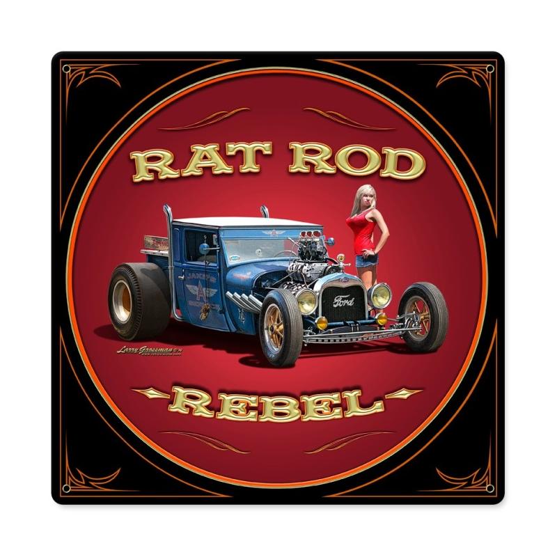 Rat Rod Rebel, Automotive, Metal Sign, 12 X 12 Inches