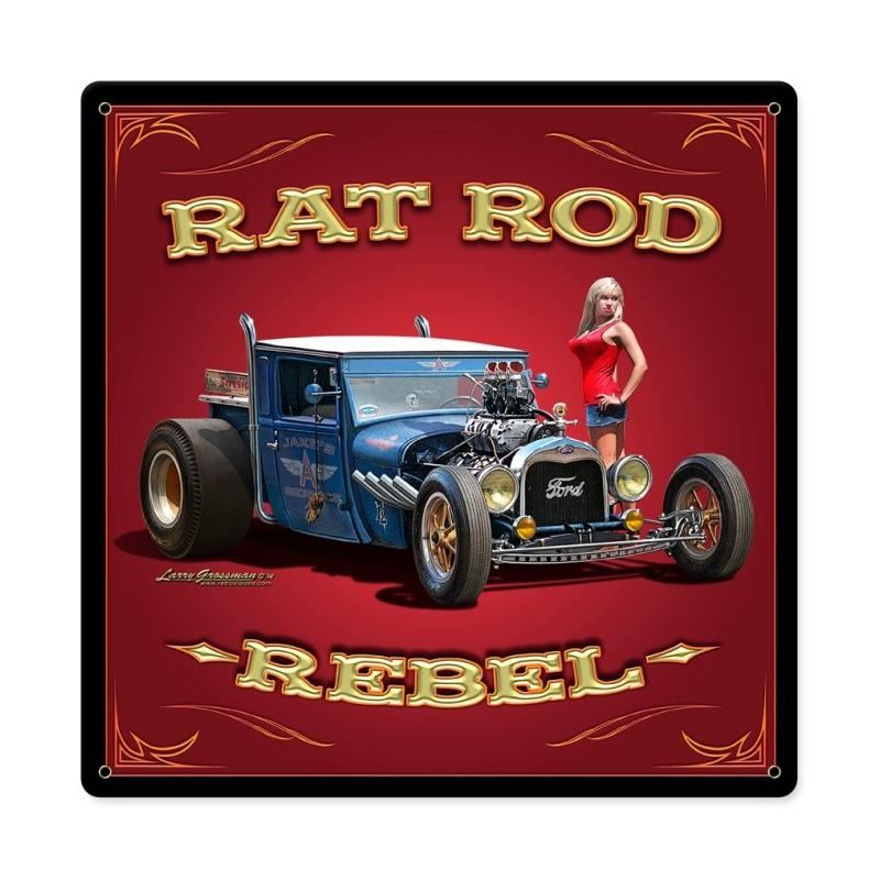 Rat Rod Rebel, Automotive, Metal Sign, 12 X 12 Inches