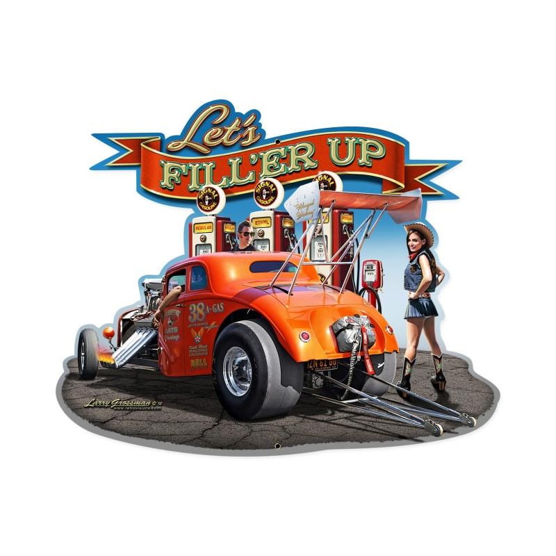 Fill Er Up, Automotive, Custom Metal Shape, 28 X 23 Inches