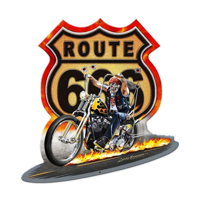 Route 666, Motorcycle, Metal Sign, 27 X 28 Inches