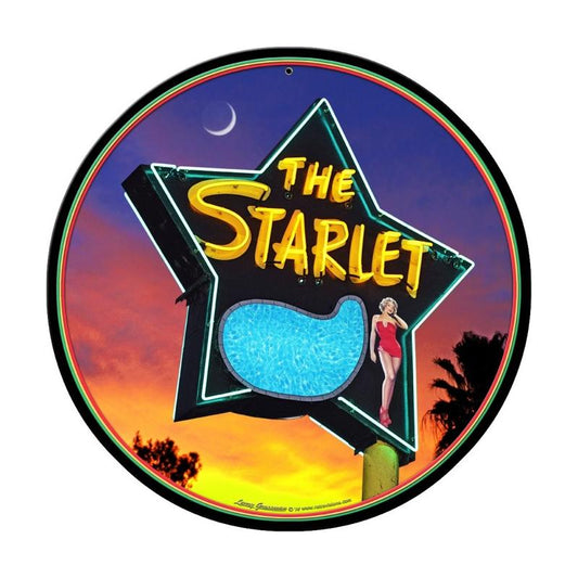The Starlet, Travel, Round Metal Sign, 14 X 14 Inches