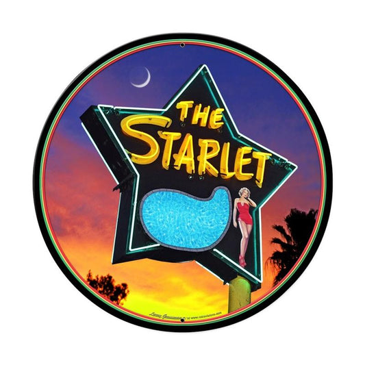 The Starlet, Travel, Round Metal Sign, 28 X 28 Inches