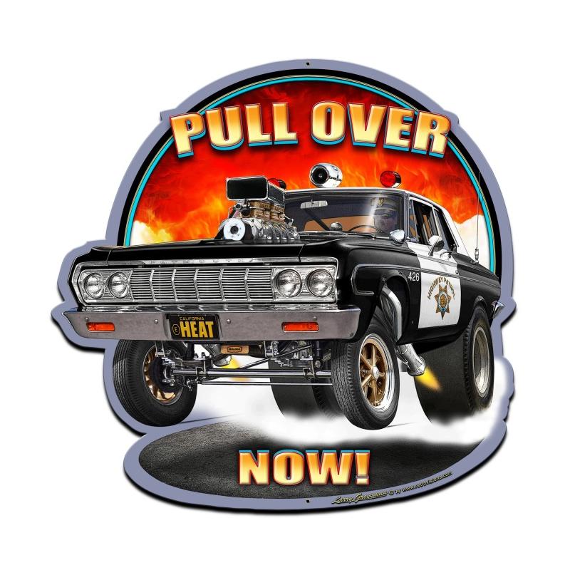 Pull Over Now, Automotive, Custom Metal Shape, 28 X 28 Inches