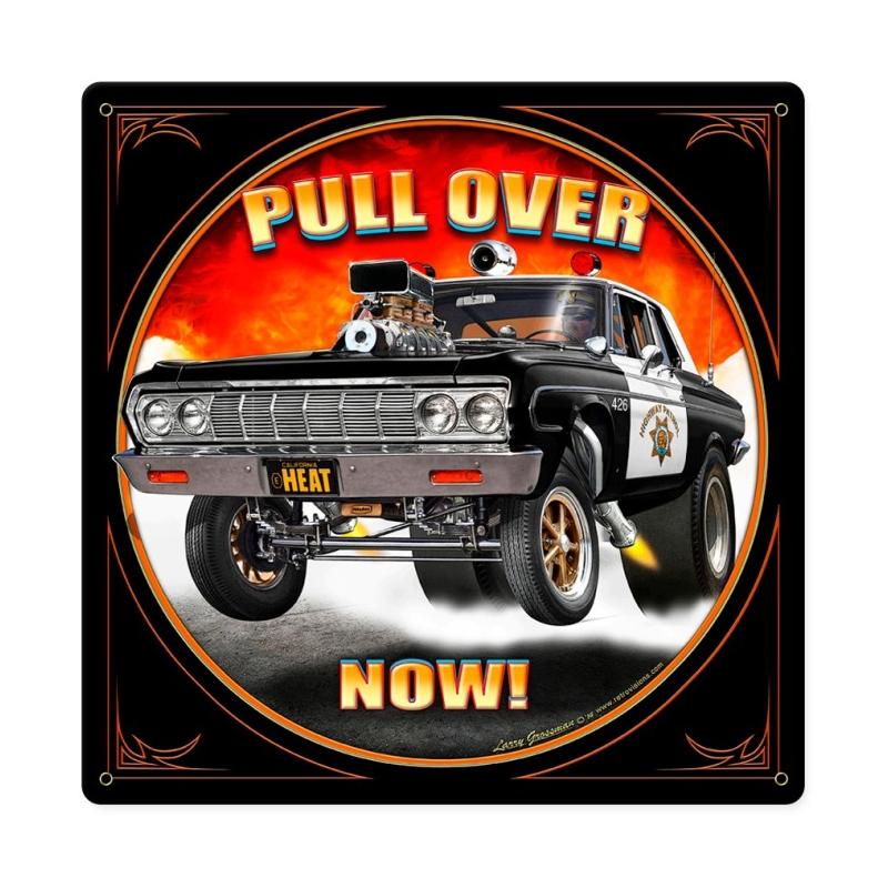 Pull Over Now, Automotive, Metal Sign, 12 X 12 Inches