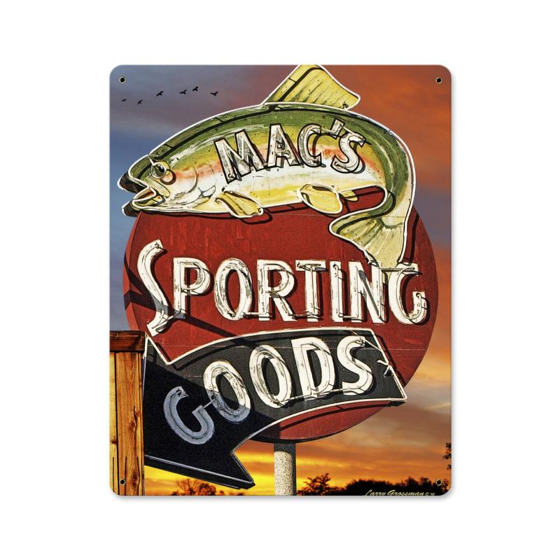 Sporting Goods, Sports and Recreation, Metal Sign, 12 X 15 Inches