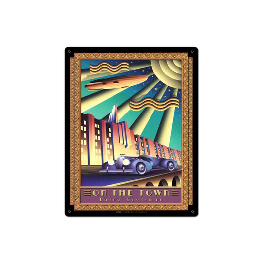 On The Town, Travel, Custom Metal Shape, 22 X 28 Inches