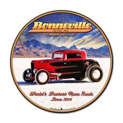 Bonneville, Automotive, Round Metal Sign, 28 X 28 Inches